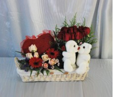 Bear With Flower Arrangement
